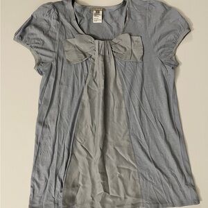 Jigsaw Gray Tunic Top with Silk Bow Detail
